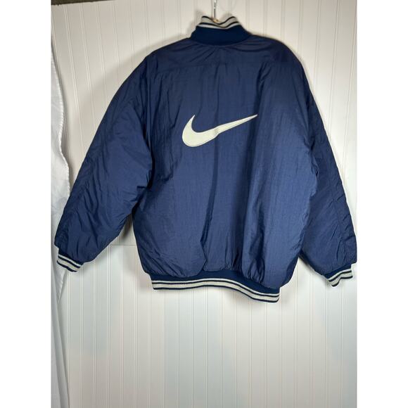 Vintage Nike Half Zip Pullover Bomber Puffer Jacket Size Large Blue 90s - Picture 2 of 14